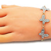 Pulsera Elegante 03.380.0127.07 Oro Laminado, Diseño de Mariposa, con Cristal Blanca, Pulido, Tricolor