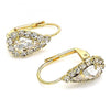 Arete Gancho Frances 5.125.012.4 Oro Laminado, Diseño de Gota, con Zirconia Cubica Blanca, Pulido, Dorado