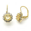 Arete Gancho Frances 5.125.006.3 Oro Laminado, Diseño de Flor, con Zirconia Cubica Dorado y Blanca, Pulido, Dorado