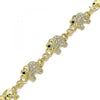 Pulsera Elegante 03.380.0035.07 Oro Laminado, Diseño de Elefante, con Cristal Blanca y Negro, Pulido, Dorado