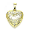 Dije Relicario 05.117.0004 Oro Laminado, Diseño de Corazon, Pulido, Dorado