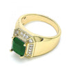 Anillo de Hombre 01.266.0016.4.12 Oro Laminado, con Zirconia Cubica Verde y Micro PaveBlanca, Pulido, Dorado