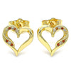 Arete Dormilona 02.156.0486.1 Oro Laminado, Diseño de Corazon, con Micro Pave Granate y Blanca, Pulido, Dorado