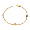 Pulsera Elegante 03.08.0128.07 Chapa de Oro, Diseño de Bola, Diamantado, Tricolor