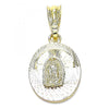 Dije Religioso 05.351.0196 Oro Laminado, Diseño de Guadalupe, Diamantado, Tricolor