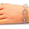 Pulsera Elegante 03.380.0122.07 Oro Laminado, Diseño de Arbol, con Cristal Blanca, Pulido, Tricolor