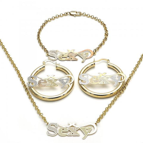 Collar, Pulso y Arete 06.63.0252.1 Oro Laminado, Pulido, Tricolor