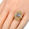 Anillo Multi Piedra 01.160.0001.08 Oro Laminado, con Cristal Violeta y Blanca, Pulido, Dorado