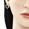 Arete Dormilona 02.210.0440 Oro Laminado, Diseño de Corazon, con Zirconia Cubica Blanca, Pulido, Dorado