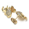 Arete Dormilona 02.185.0009 Oro Laminado, Diseño de Elefante y Corona, Diseño de Elefante, con Micro Pave Blanca, Pulido, Dorado