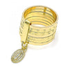 Anillo Elegante 01.253.0038.1.08 Oro Laminado, Diseño de Semanario y Guadalupe, Diseño de Semanario, Diamantado, Dorado