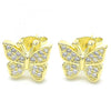 Arete Dormilona 02.336.0125.2 Plata Rodinada, Diseño de Mariposa, con Micro Pave Blanca, Pulido, Dorado