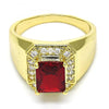 Anillo de Hombre 01.266.0016.12 Oro Laminado, con Zirconia Cubica Granate y Blanca, Pulido, Dorado