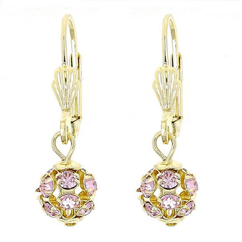 Arete Colgante 5.120.020 Oro Laminado, Diseño de Bola, con Zirconia Cubica , Pulido, Dorado
