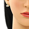 Arete Dormilona 02.210.0748 Oro Laminado, Diseño de Cisne, con Zirconia Cubica Blanca, Pulido, Dorado