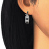 Argolla Pequeña 02.210.0301.8.15 Rodio Laminado, con Zirconia Cubica Negro y Blanca, Pulido, Rodinado
