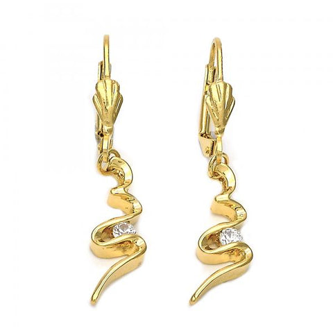 Arete Colgante 02.63.1519 Oro Laminado, con Zirconia Cubica Blanca, Pulido, Dorado