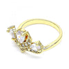 Anillo Multi Piedra 01.221.0007.09 Oro Laminado, Diseño de Gota, con Zirconia Cubica Blanca, Pulido, Dorado