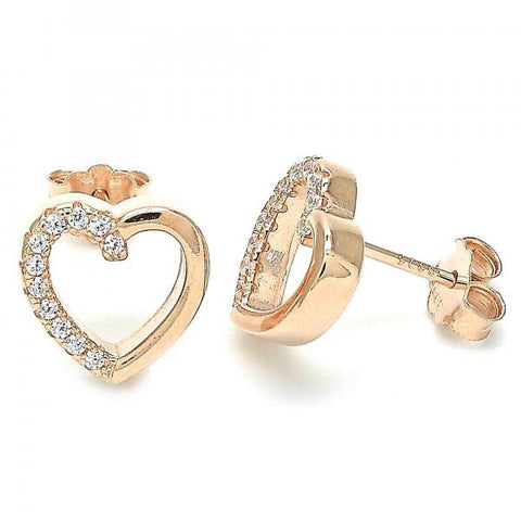 Arete Dormilona 02.336.0027.1 Plata Rodinada, Diseño de Corazon, con Zirconia Cubica Blanca, Pulido, Oro Rosado