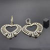 Arete Colgante 69.008 Oro Laminado, Diseño de Corazon y Sol, Diseño de Corazon, con Zirconia Cubica Blanca, Diamantado, Dorado