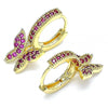 Argolla Huggie 02.210.0448.1.15 Oro Laminado, Diseño de Mariposa, con Micro Pave Rubi, Pulido, Dorado