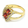 Anillo Multi Piedra 01.365.0003.09 Oro Laminado, con Zirconia Cubica Granate y Blanca, Pulido, Dorado