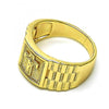 Anillo de Hombre 01.380.0018.12 Oro Laminado, Diseño de Crucifijo, Pulido, Dorado