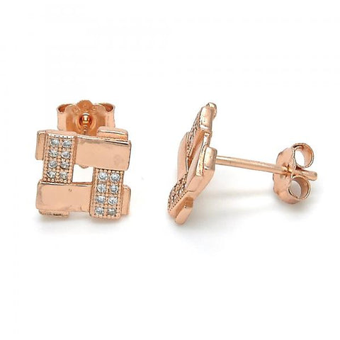 Arete Dormilona 02.174.0081.1 Plata Rodinada, con Micro Pave Blanca, Pulido, Oro Rosado