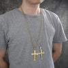 Collares con Dije 04.116.0052.2.30 Acero Inoxidable, Diseño de Crucifijo, Pulido, Dorado