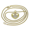 Collares con Dije 04.156.0343.20 Oro Laminado, Diseño de Corazon, con Micro Pave Blanca, Pulido, Dorado