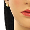Arete Dormilona 02.369.0014.2 Plata Rodinada, Diseño de Corazon, con Zirconia Cubica Blanca, Pulido, Dorado
