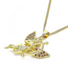 Collares con Dije 04.156.0434.1.20 Oro Laminado, Diseño de Angel, con Micro Pave Granate y Blanca, Pulido, Dorado
