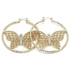 Argolla Grande 02.380.0055.50 Oro Laminado, Diseño de Mariposa, con Cristal Blanca, Diamantado, Dorado
