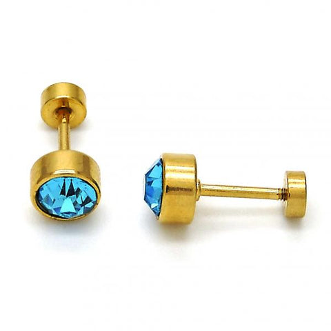 Arete Dormilona 02.271.0008.6 Acero Inoxidable, con Cristal Topacio Azul, Pulido, Dorado