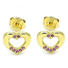 Arete Dormilona 02.156.0469.1 Oro Laminado, Diseño de Corazon, con Micro Pave Rubi, Pulido, Dorado