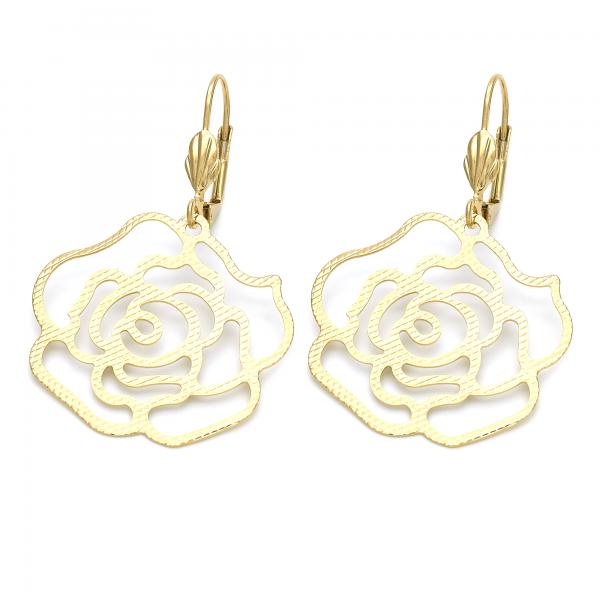 Arete Colgante 5.017.003 Oro Laminado, Diseño de Flor, Dorado