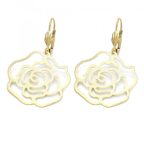 Arete Colgante 5.017.003 Oro Laminado, Diseño de Flor, Dorado