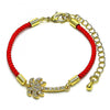 Pulsera Elegante 03.193.0014.06 Oro Laminado, Diseño de Palmera, con Micro Pave Blanca, Pulido, Dorado