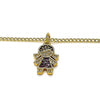 Collares con Dije 04.341.0022.2.20 Oro Laminado, Diseño de Nina Pequena, con Micro Pave Granate y Blanca, Esmaltado Negro, Dorado