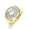 Anillo de Hombre 01.266.0047.12 Oro Laminado, con Zirconia Cubica Blanca y Micro PaveBlanca, Pulido, Dorado