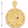 Dije Religioso 5.184.017 Oro Laminado, Diseño de Santa Barbara, con Zirconia Cubica Rubi, Diamantado, Dorado