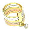 Anillo Multi Piedra 01.253.0040.08 Oro Laminado, Diseño de Semanario, con Cristal Blanca, Diamantado, Tricolor