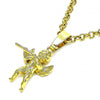Dije Religioso 5.183.001 Oro Laminado, Diseño de Angel, Diamantado, Dorado