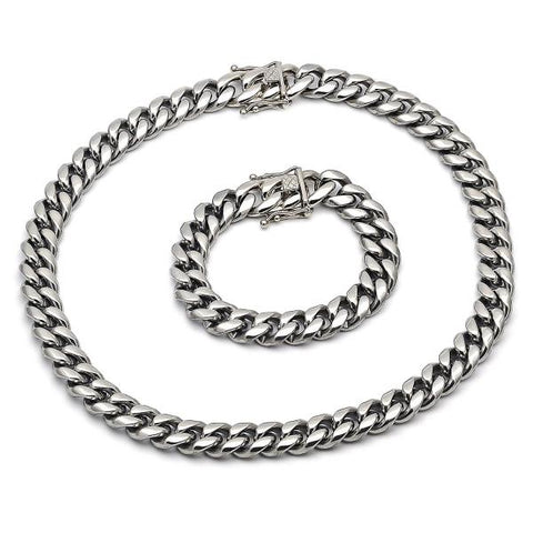 Collar y Pulso 06.116.0041 Acero Inoxidable, Diseño de Miami Cubana, Pulido, Acero