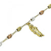 Pulsera de Dije 03.351.0156.08 Oro Laminado, Diseño de San Judas, Diamantado, Tricolor