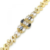 Pulsera Elegante 03.210.0136.07 Oro Laminado, Diseño de Corazon, con Zirconia Cubica Negro y Blanca, Pulido, Dorado