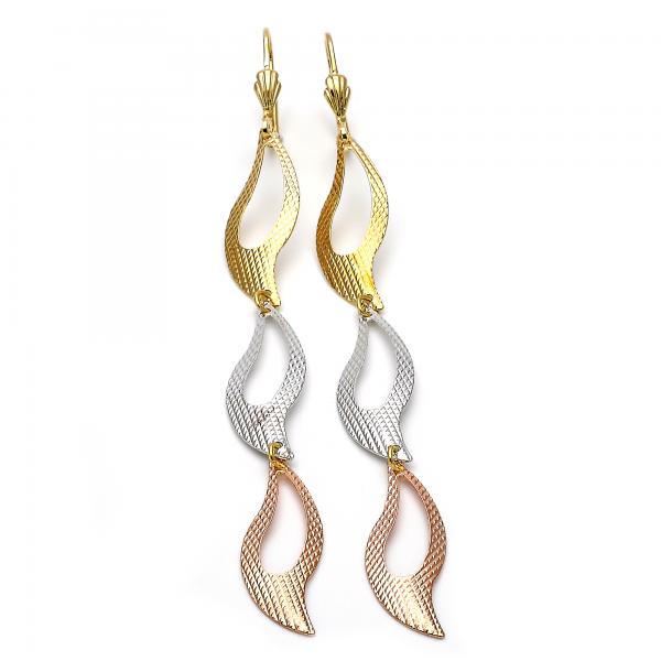 Arete Largo 02.63.2271 Oro Laminado, Diamantado, Tricolor