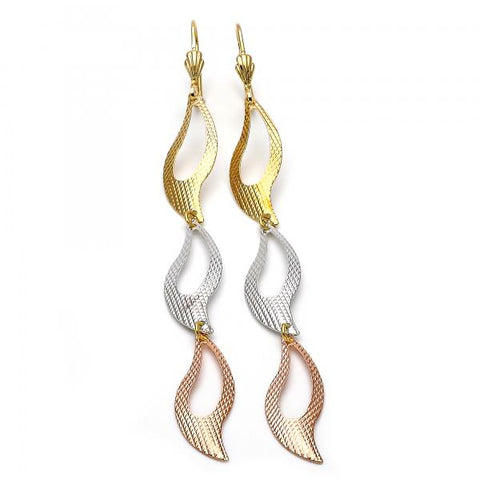 Arete Largo 02.63.2271 Oro Laminado, Diamantado, Tricolor