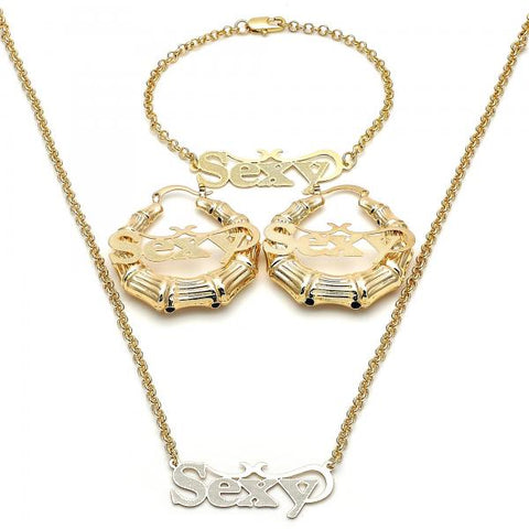Collar, Pulso y Arete 06.63.0242 Oro Laminado, Pulido, Dorado