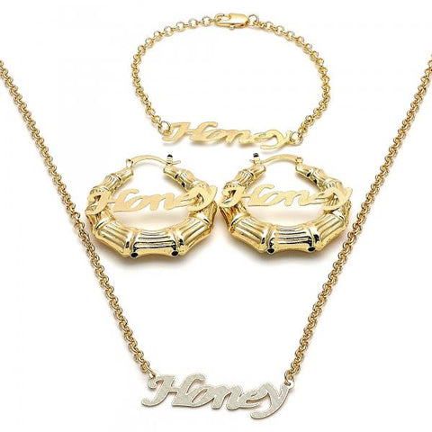 Collar, Pulso y Arete 06.63.0249 Oro Laminado, Pulido, Dorado